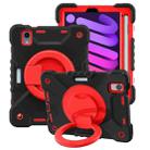 For iPad mini 6 Silicone + PC Tablet Case with Strap & Holder & Pen Slot(Black + Red) - 1