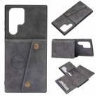 For Samsung Galaxy S22 Ultra 5G Double Buckle PU + TPU Magnetic Phone Case(Grey) - 1