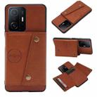 For Xiaomi 11T Double Buckle PU + TPU Magnetic Phone Case(Brown) - 1