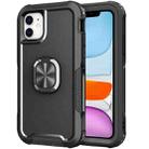 3 in 1 PC + TPU Phone Case with Ring Holder For iPhone 11(Black) - 1
