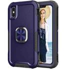 For iPhone X / XS 3 in 1 PC + TPU Phone Case with Ring Holder(Navy Blue) - 1