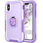 For iPhone X / XS 3 in 1 PC + TPU Phone Case with Ring Holder(Purple) - 1