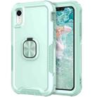 For iPhone XR 3 in 1 PC + TPU Phone Case with Ring Holder(Mint Green) - 1