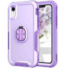For iPhone XR 3 in 1 PC + TPU Phone Case with Ring Holder(Purple) - 1