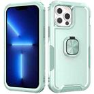For iPhone 13 Pro Max 3 in 1 PC + TPU Phone Case with Ring Holder (Mint Green) - 1