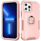 For iPhone 13 Pro Max 3 in 1 PC + TPU Phone Case with Ring Holder (Pink) - 1