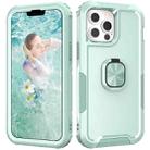For iPhone 13 Pro 3 in 1 PC + TPU Phone Case with Ring Holder (Mint Green) - 1