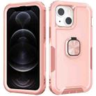 For iPhone 12 / 12 Pro 3 in 1 PC + TPU Phone Case with Ring Holder(Pink) - 1