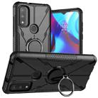 For Motorola G Pure Armor Bear Shockproof PC + TPU Phone Case with Ring Holder(Black) - 1