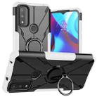 For Motorola G Pure Armor Bear Shockproof PC + TPU Phone Case with Ring Holder(White) - 1