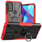 For Motorola G Pure Armor Bear Shockproof PC + TPU Phone Case with Ring Holder(Red) - 1