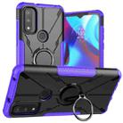 For Motorola G Pure Armor Bear Shockproof PC + TPU Phone Case with Ring Holder(Purple) - 1