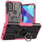 For Motorola G Pure Armor Bear Shockproof PC + TPU Phone Case with Ring Holder(Rose Red) - 1
