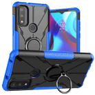 For Motorola G Pure Armor Bear Shockproof PC + TPU Phone Case with Ring Holder(Blue) - 1