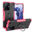 For Xiaomi 11T Armor Bear Shockproof PC + TPU Phone Case with Ring Holder(Rose Red) - 1