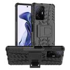 For Xiaomi Mi 11T Tire Texture TPU + PC Phone Case with Holder(Black) - 1
