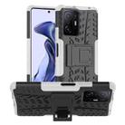 For Xiaomi Mi 11T Tire Texture TPU + PC Phone Case with Holder(White) - 1