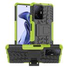 For Xiaomi Mi 11T Tire Texture TPU + PC Phone Case with Holder(Green) - 1