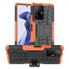 For Xiaomi Mi 11T Tire Texture TPU + PC Phone Case with Holder(Orange) - 1