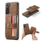 For Samsung Galaxy S21+ 5G JEEHOOD RFID Blocking Anti-Theft Magnetic PU + TPU Phone Case with Card Slot(Brown) - 1