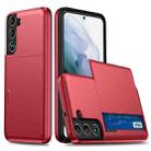 For Samsung Galaxy S22 5G Shockproof Armor Phone Case with Card Slot(Red) - 1