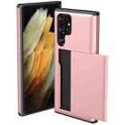For Samsung Galaxy S22 Ultra 5G Shockproof Armor Phone Case with Card Slot(Rose Gold) - 1