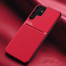 For Samsung Galaxy S22 Ultra 5G Classic Tilt Strip Grain Magnetic Shockproof PC + TPU Phone Case(Red) - 1