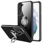 For Samsung Galaxy S22 5G Shockproof Matte Transparent TPU Phone Case with Ring Holder(Transparent Black) - 1