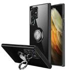 For Samsung Galaxy S22 Ultra 5G Shockproof Matte Transparent TPU Phone Case with Ring Holder(Transparent Black) - 1