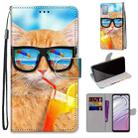 For Motorola Moto G10/G20/G30 Coloured Drawing Cross Texture Horizontal Flip Leather Phone Case with Holder & Card Slots & Wallet & Lanyard(Cat Drinking Soda) - 1