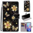 For Xiaomi Redmi Note 11 Coloured Drawing Cross Texture Horizontal Flip Leather Phone Case with Holder & Card Slots & Wallet & Lanyard(Gold Diamond Butterfly) - 1