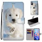 For Xiaomi Redmi Note 11 Coloured Drawing Cross Texture Horizontal Flip Leather Phone Case with Holder & Card Slots & Wallet & Lanyard(Snow Puppy) - 1