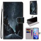 For Xiaomi Redmi Note 11 Coloured Drawing Cross Texture Horizontal Flip Leather Phone Case with Holder & Card Slots & Wallet & Lanyard(Mountain Road Starry Sky) - 1