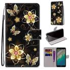 For Nokia C01 Plus Coloured Drawing Cross Texture Horizontal Flip Leather Phone Case with Holder & Card Slots & Wallet & Lanyard(Gold Diamond Butterfly) - 1