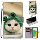 For Samsung Galaxy A03 Core Coloured Drawing Cross Texture Horizontal Flip Leather Phone Case with Holder & Card Slots & Wallet & Lanyard(Frog Kitten) - 1