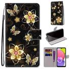 For Samsung Galaxy A03s 166mm Version Coloured Drawing Cross Texture Horizontal Flip Leather Phone Case with Holder & Card Slots & Wallet & Lanyard(Gold Diamond Butterfly) - 1
