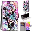 For Samsung Galaxy A03s 166mm Version Coloured Drawing Cross Texture Horizontal Flip Leather Phone Case with Holder & Card Slots & Wallet & Lanyard(Color Bottom Hollow Flower) - 1