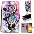 For Samsung Galaxy A33 5G Coloured Drawing Cross Texture Horizontal Flip Leather Phone Case with Holder & Card Slots & Wallet & Lanyard(Color Bottom Hollow Flower) - 1