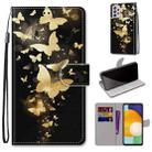 For Samsung Galaxy A33 5G Coloured Drawing Cross Texture Horizontal Flip Leather Phone Case with Holder & Card Slots & Wallet & Lanyard(Golden Butterfly Group) - 1