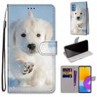 For Samsung Galaxy M52 5G Coloured Drawing Cross Texture Horizontal Flip Leather Phone Case with Holder & Card Slots & Wallet & Lanyard(Snow Puppy) - 1
