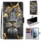 For Samsung Galaxy S22 5G Coloured Drawing Cross Texture Horizontal Flip Leather Phone Case with Holder & Card Slots & Wallet & Lanyard(Fission Lion) - 1