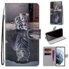 For Samsung Galaxy S22+ 5G Coloured Drawing Cross Texture Horizontal Flip Leather Phone Case with Holder & Card Slots & Wallet & Lanyard(Cat Becomes Tiger) - 1