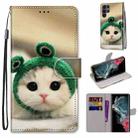 For Samsung Galaxy S22 Ultra 5G Coloured Drawing Cross Texture Horizontal Flip Leather Phone Case with Holder & Card Slots & Wallet & Lanyard(Frog Kitten) - 1