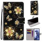 For Xiaomi 11T / 11T Pro Coloured Drawing Cross Texture Horizontal Flip Leather Phone Case with Holder & Card Slots & Wallet & Lanyard(Gold Diamond Butterfly) - 1