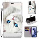 For Xiaomi 11T / 11T Pro Coloured Drawing Cross Texture Horizontal Flip Leather Phone Case with Holder & Card Slots & Wallet & Lanyard(White Kitten) - 1