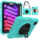 For iPad mini 6 Shockproof PC + Silicone Combination Tablet Case with Holder & Hand Strap & Shoulder Strap(Mint Green) - 1