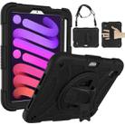 For iPad mini 6 Shockproof PC + Silicone Combination Tablet Case with Holder & Hand Strap & Shoulder Strap(Black) - 1