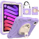 For iPad mini 6 Shockproof PC + Silicone Combination Tablet Case with Holder & Hand Strap & Shoulder Strap(Purple) - 1