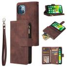 For iPhone 13 mini Multifunctional Phone Leather Case with Card Slot & Holder & Zipper Wallet & Photo Frame (Coffee) - 1