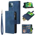 For iPhone 13 mini Multifunctional Phone Leather Case with Card Slot & Holder & Zipper Wallet & Photo Frame (Blue) - 1